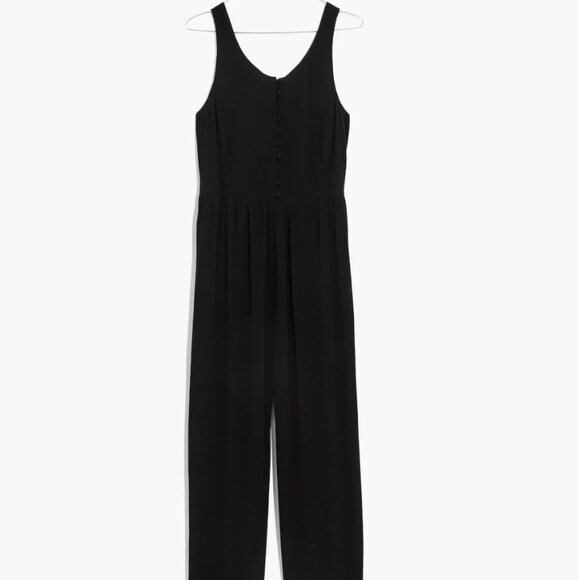 Madewell Smocked Button-Front Crop Jumpsuit - Picture 4 of 9